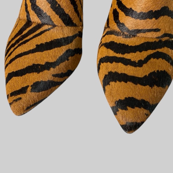White House Black Market Tiger Animal Print Calf Hair Slingback Bootie Mule 7 M - Picture 5 of 13